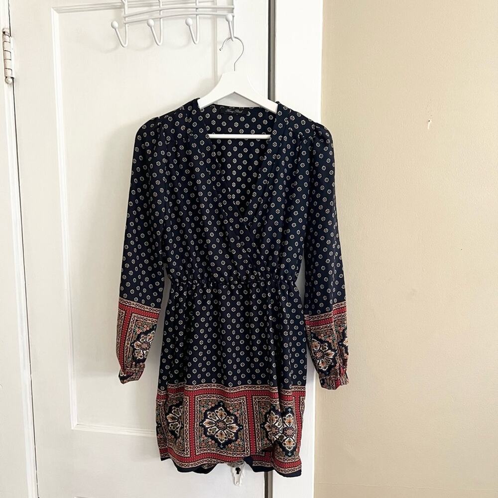 Honey punch medallion paisley print boho mini dress